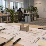 Décoration open space : plan de sol, gabarit 80 cm et zonage pour réduire la résonance