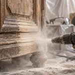 Sabler un meuble en bois au aérogommage, sans creuser les fibres