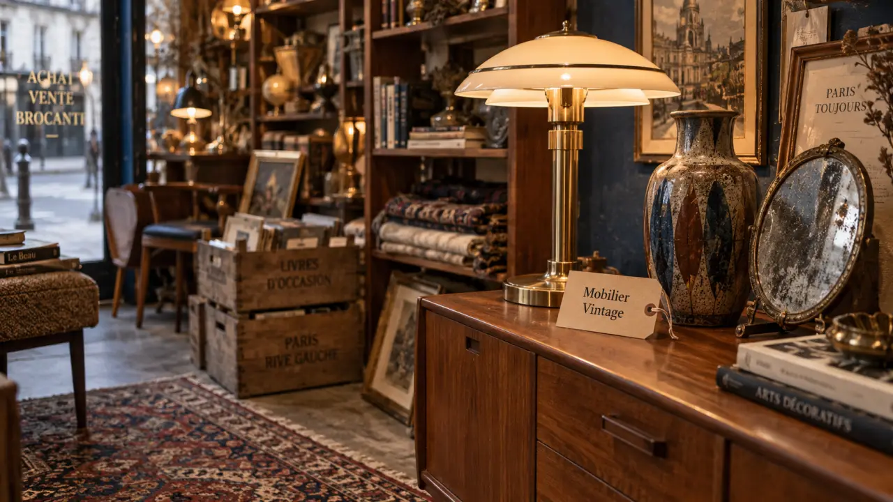 Déco seconde main Paris : lampe Art déco, vase années 60 en boutique vintage