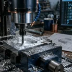 Machines CNC : fraiseuse de bureau en atelier usinant une pièce